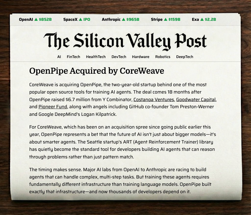 OpenPipe Acquired by CoreWeave