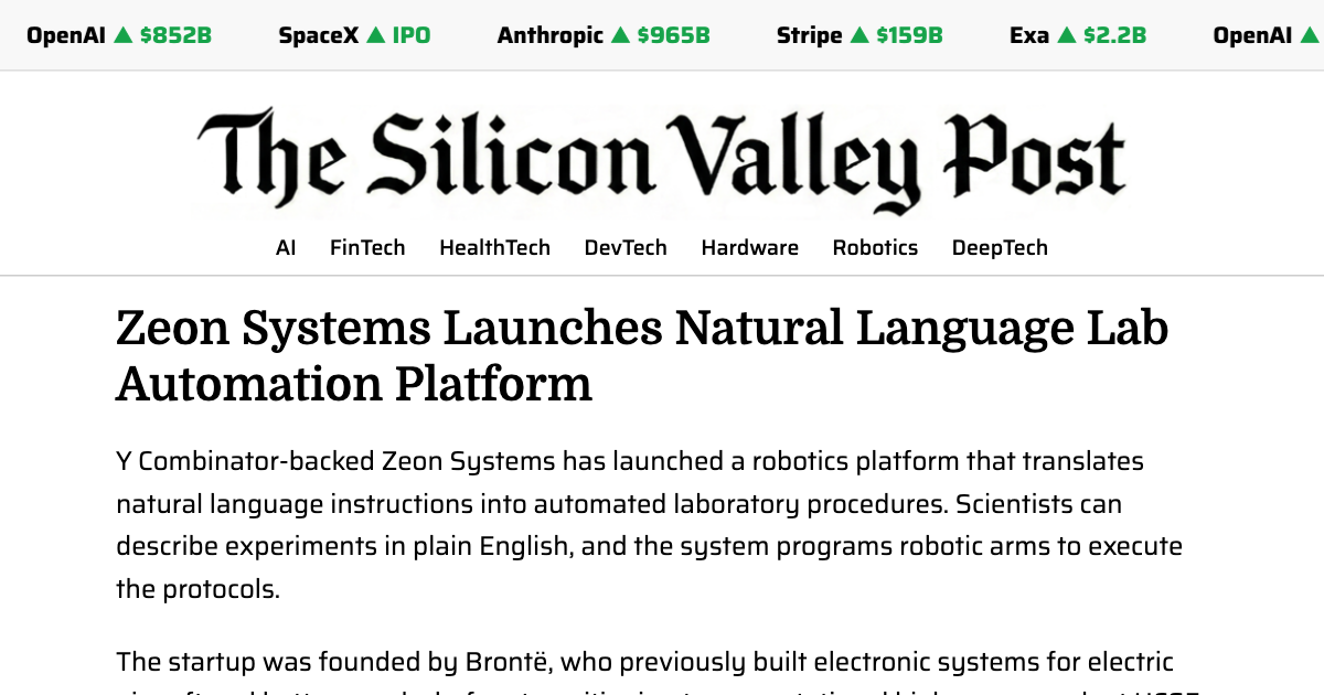 Zeon Systems Launches Natural Language Lab Automation Platform - The ...